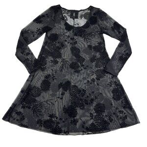 Sympli Canada Sheer Mesh/Velvet Floral Whimsigoth Fairy Witchy Dress Women's  2